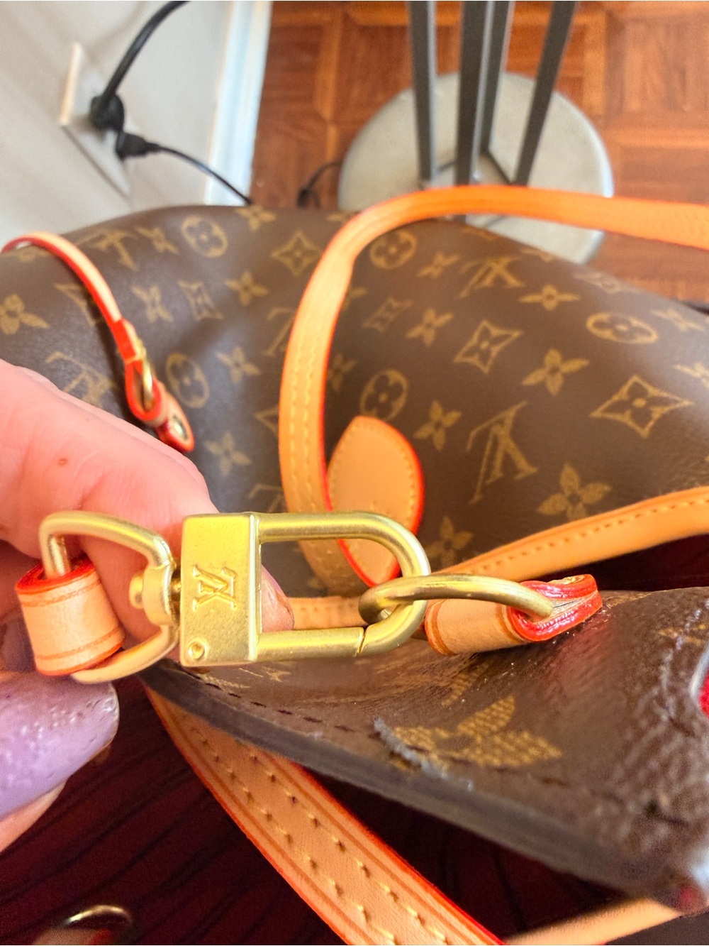 Monogram Neverfull Tote Bag in Brown and Natural Vachetta - Picture 11 of 16